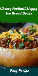 Cheesy Football Sloppy Joe Bread Bowls