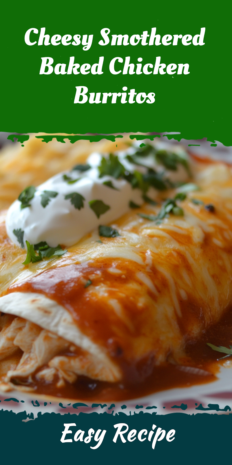 Cheesy Smothered Baked Chicken Burritos