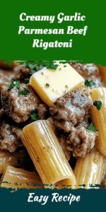 Creamy Garlic Parmesan Beef Rigatoni