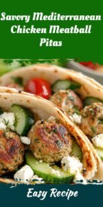 Savory Mediterranean Chicken Meatball Pitas