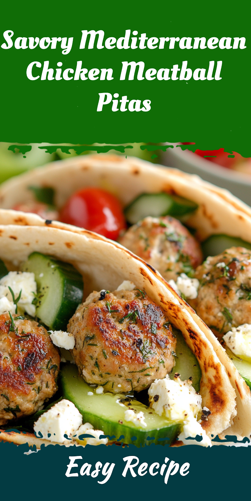 Savory Mediterranean Chicken Meatball Pitas