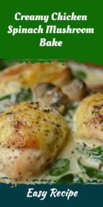 Creamy Chicken Spinach Mushroom Bake