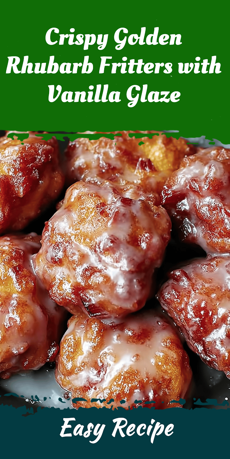 Crispy Golden Rhubarb Fritters with Vanilla Glaze