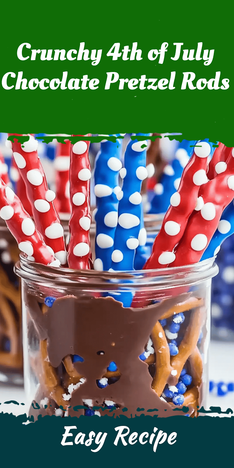 Crunchy 4th of July Chocolate Pretzel Rods