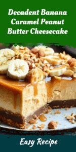 Decadent Banana Caramel Peanut Butter Cheesecake