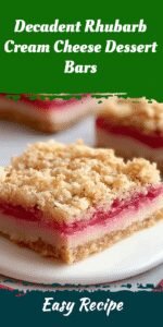 Decadent Rhubarb Cream Cheese Dessert Bars