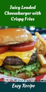 Juicy Loaded Cheeseburger with Crispy Fries