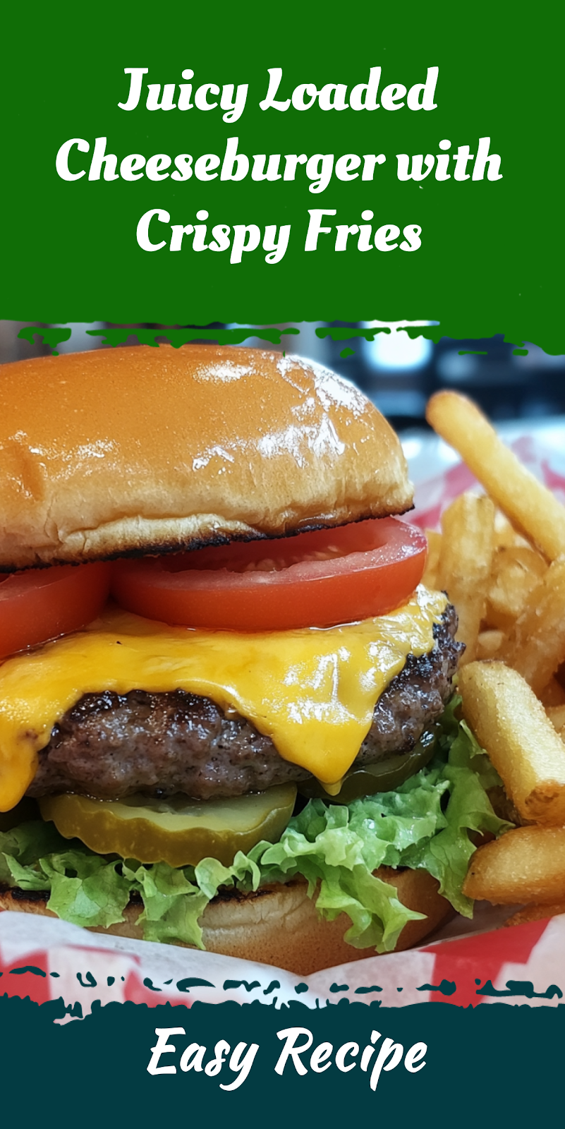 Juicy Loaded Cheeseburger with Crispy Fries
