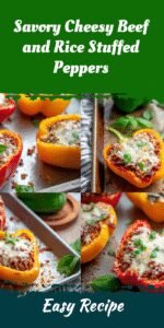 Savory Cheesy Beef and Rice Stuffed Peppers