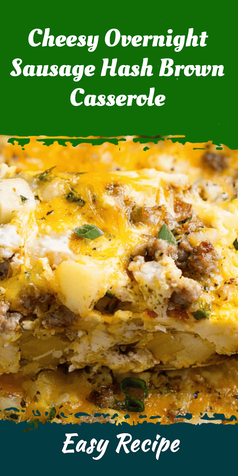 Cheesy Overnight Sausage Hash Brown Casserole