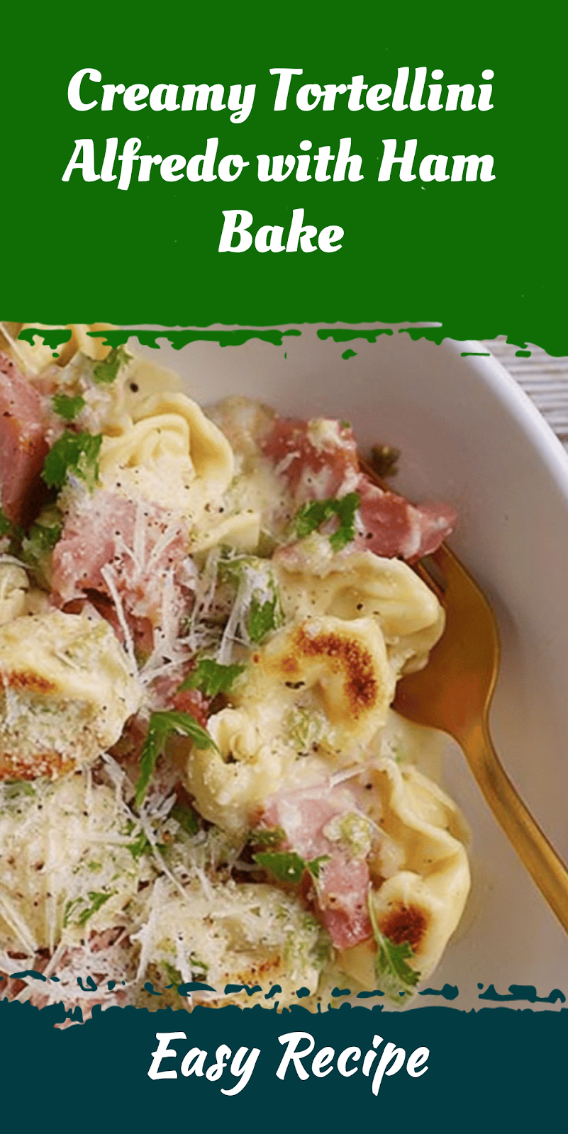 Creamy Tortellini Alfredo with Ham Bake